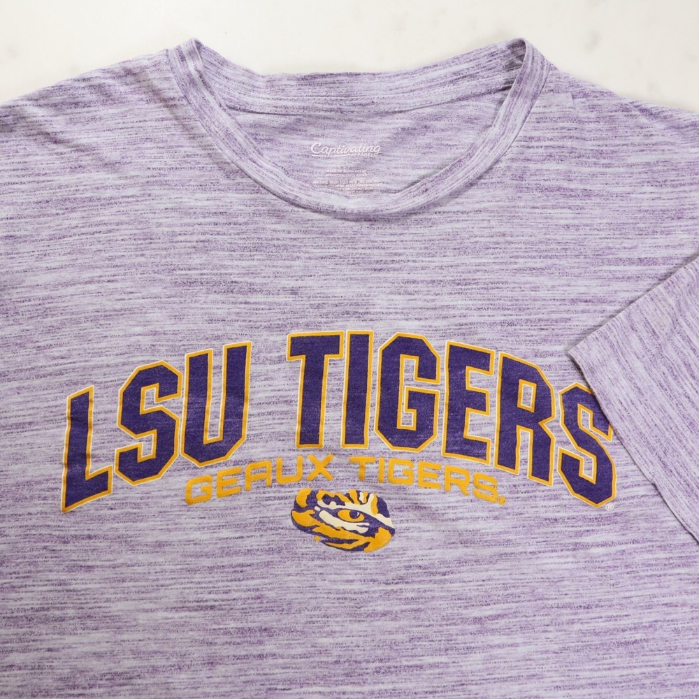 Captivating Apparel LSU Tigers‎ Purple Space Dye Graphic T-Shirt Womens Large